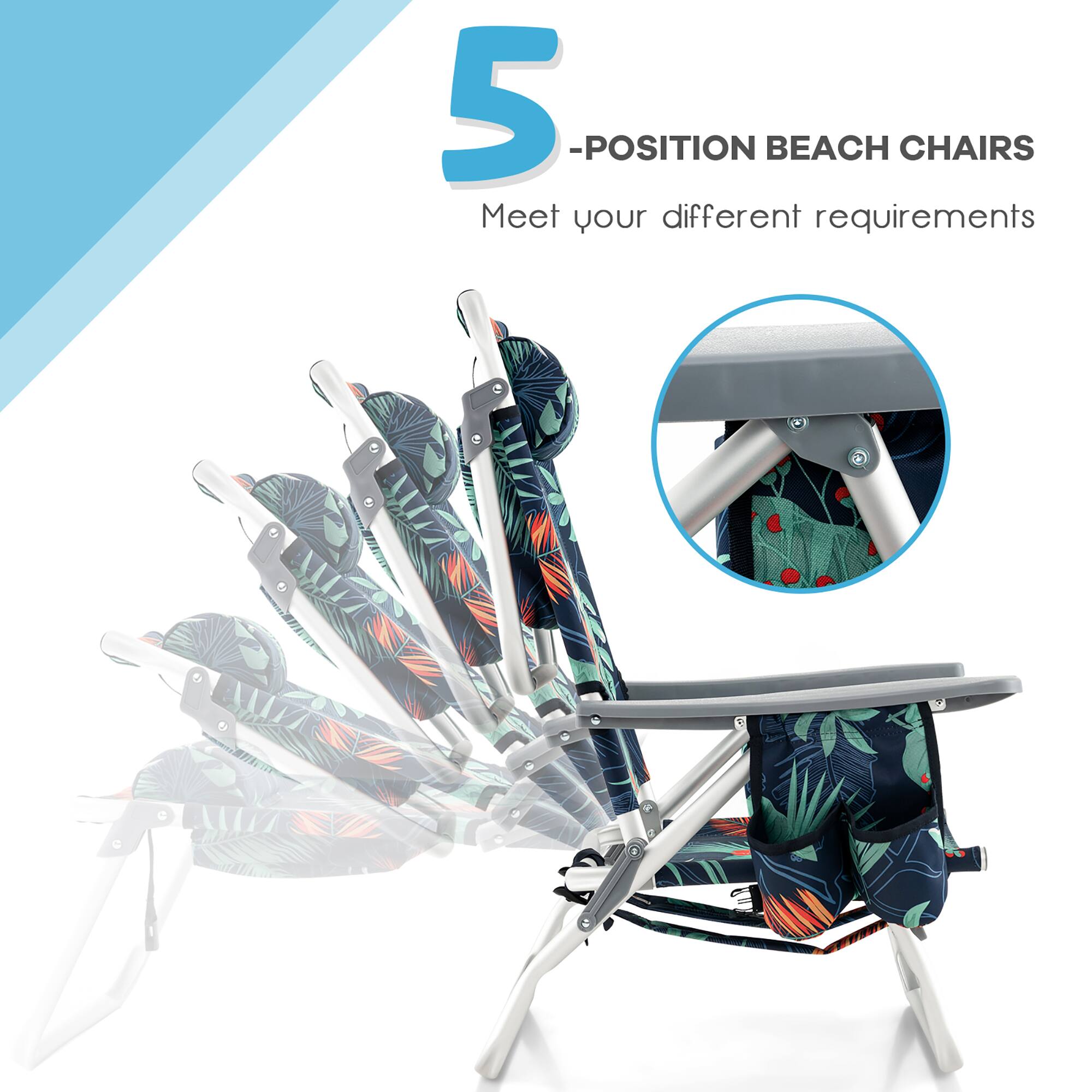 5-POSITION BEACH CHAIRS  
Meet your different requirements