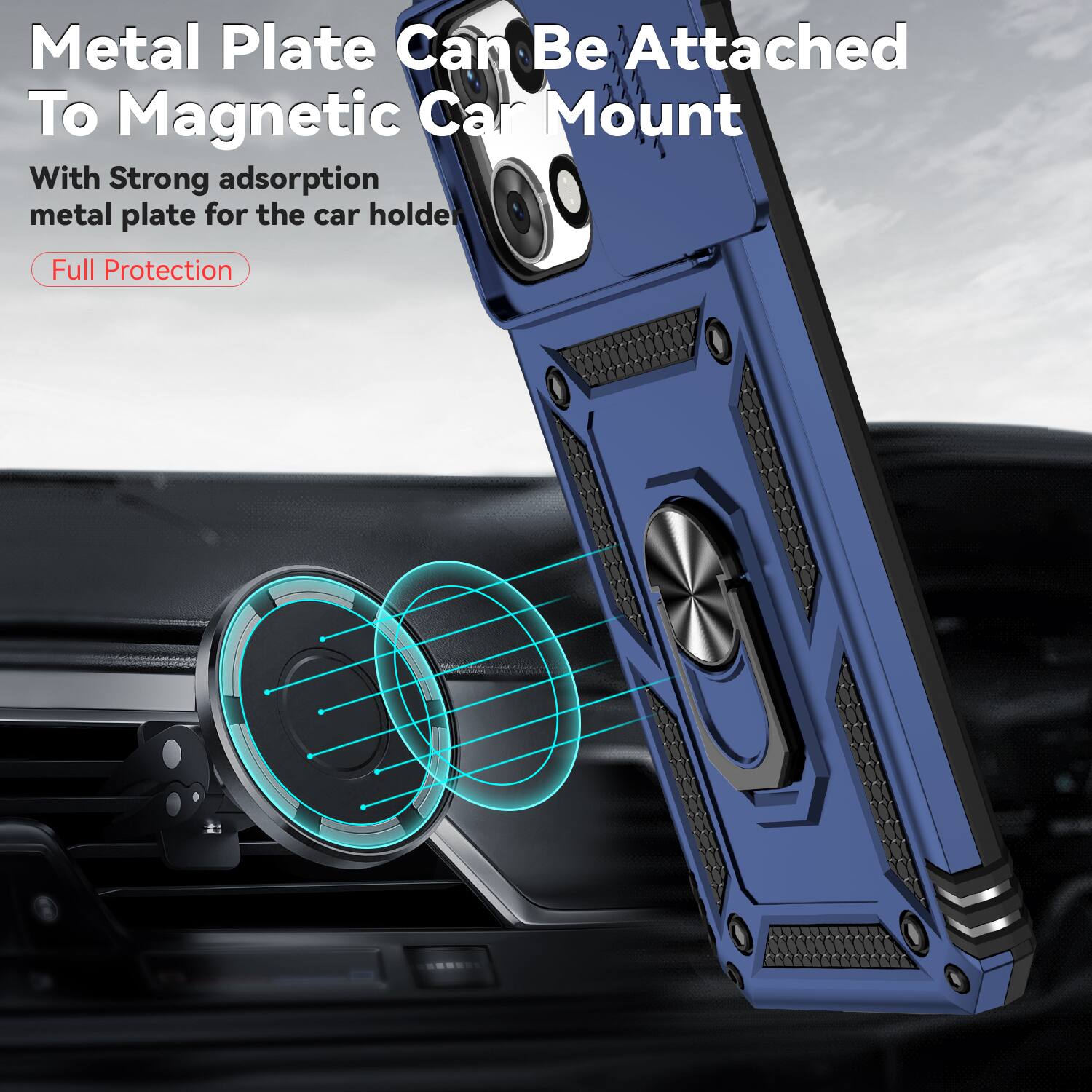 Metal Plate Can Be Attached To Magnetic Car Mount

With Strong adsorption metal plate for the car holder

Full Protection