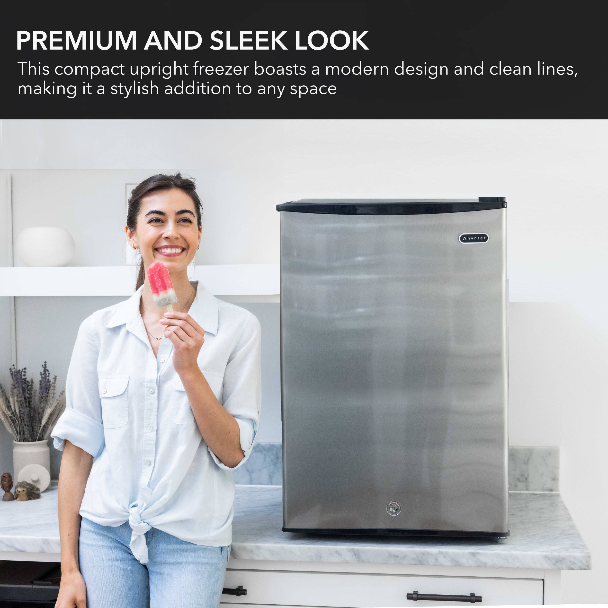 Alt View 11. Whynter - 3.0 cu. ft. Energy Star Upright Freezer with Lock - Stainless Steel - Silver.