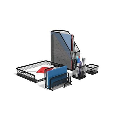 TRU RED - 5 Piece Wire Mesh Organizer Set, Matte - Matte Black