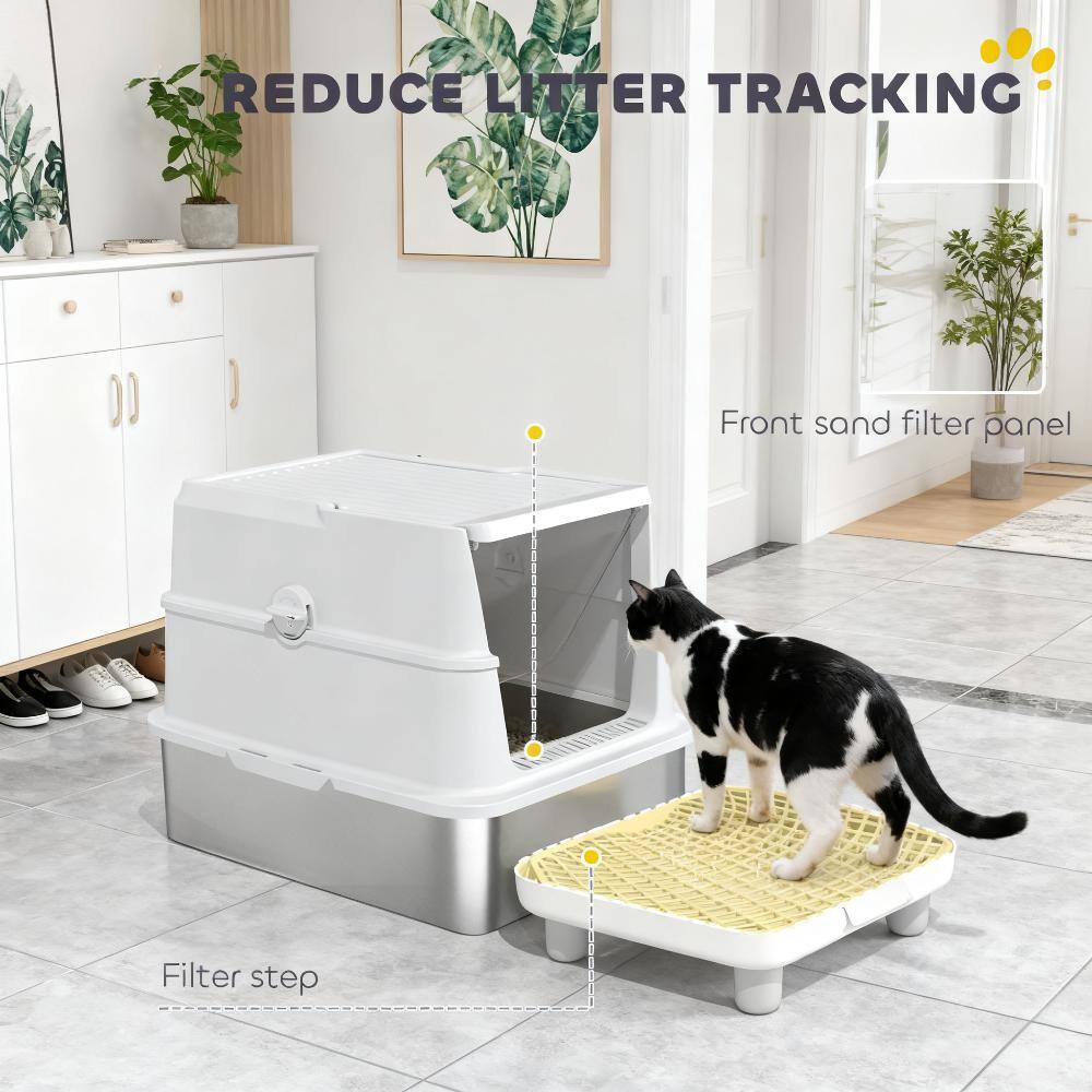 REDUCE LITTER TRACKING

Front sand filter panel

Filter step