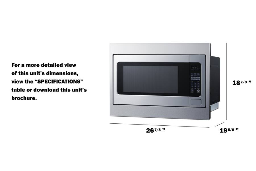 For a more detailed view of this unit's dimensions, view the "SPECIFICATIONS" table or download this unit's brochure. 00.51" 18 7/8" 26 7/8" 5/8" 19 5/8"
