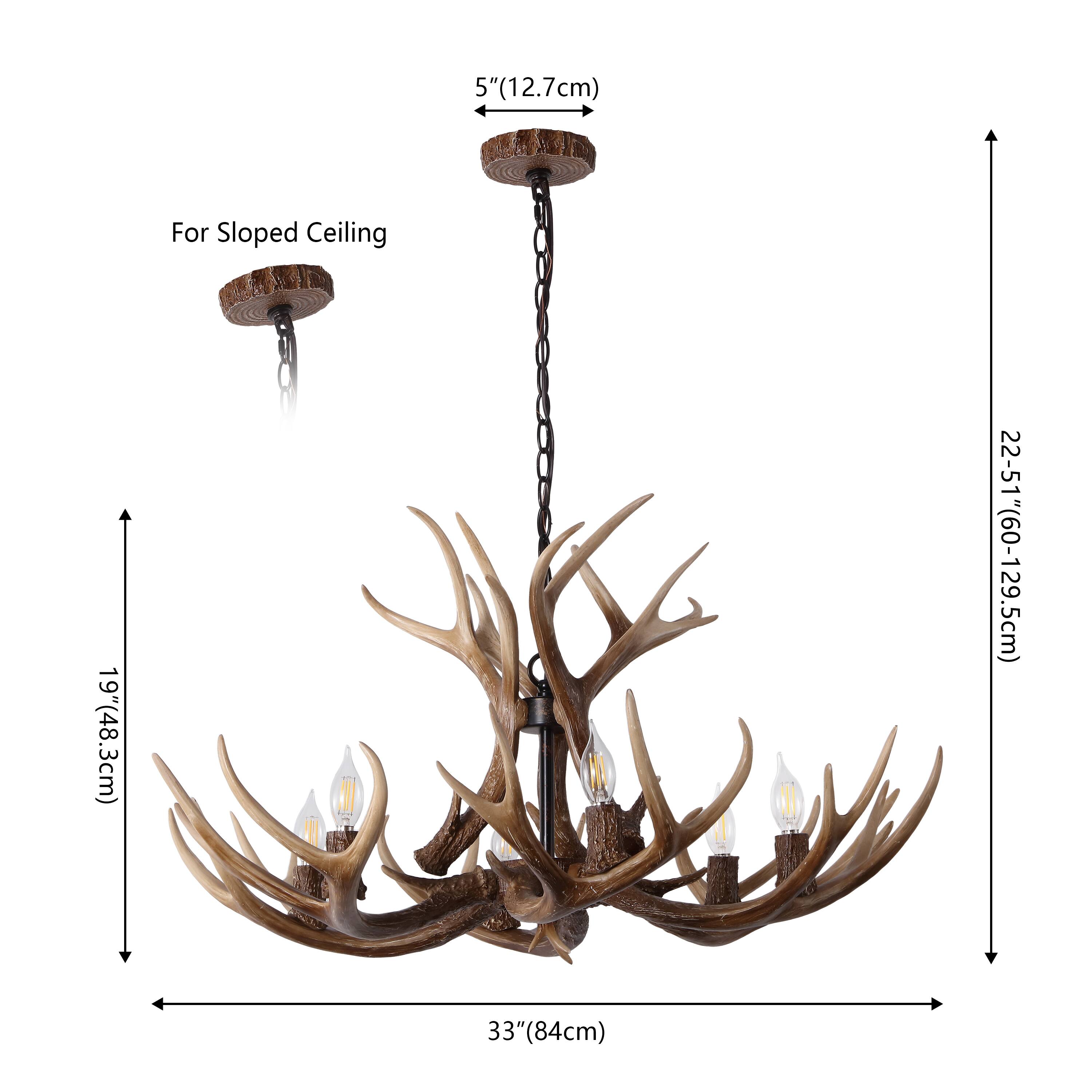 5" (12.7cm) For Sloped Ceiling  
19" (48.3cm)  
22-51" (60-129.5cm)  
33" (84cm)
