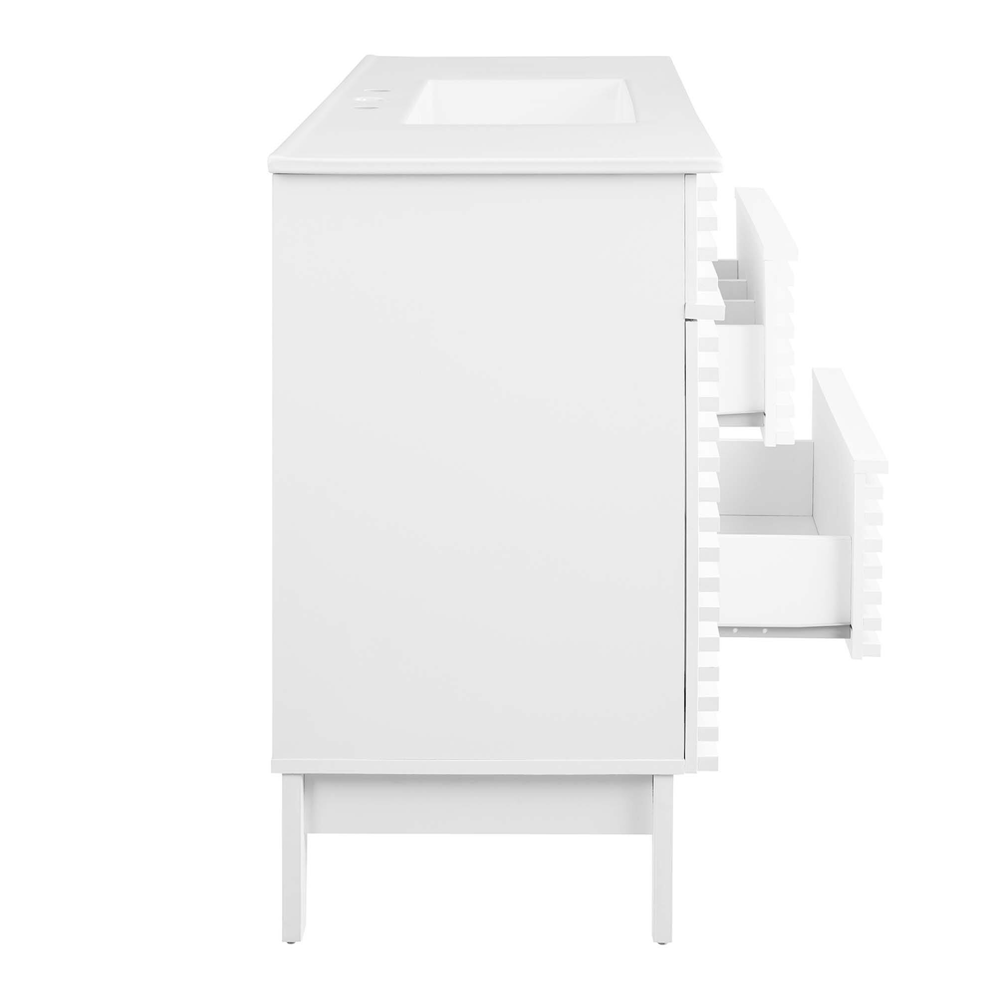 Alt View 2. Modway - Render 48" Bathroom Vanity with White Basin Included - White White.