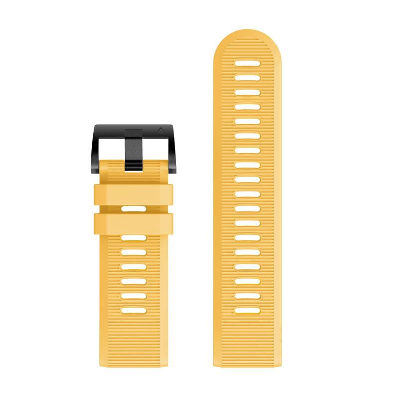 Left. StrapsCo - Endurance Band QuickFit 26 Silicone Rubber Watch Strap For Garmin Instinct 3 – 50mm - Yellow.