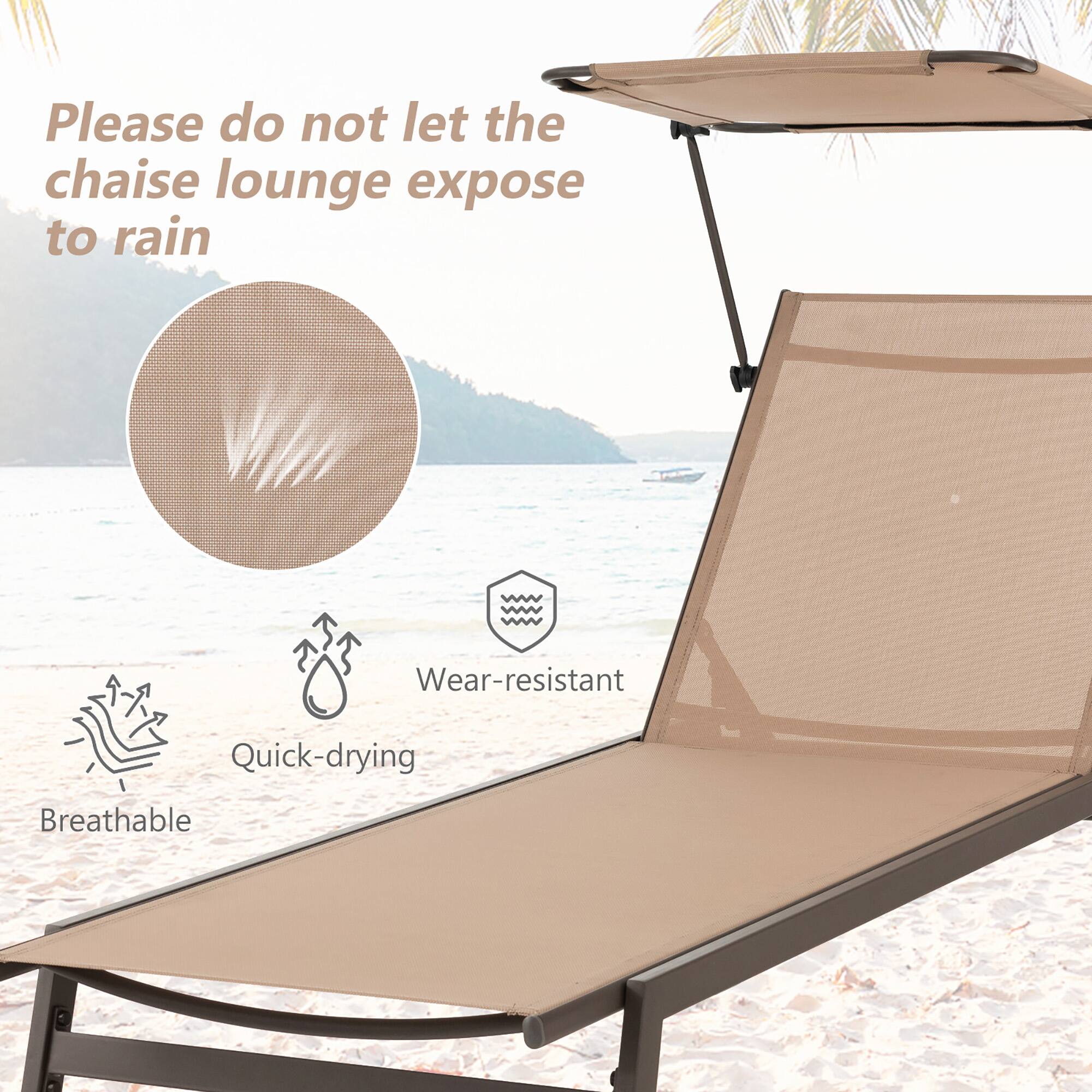 Please do not let the chaise lounge expose to rain, wear-resistant, quick-drying, breathable.