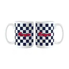 Logo Brands - Texas Rangers 2-Pack 15oz. Checkered Wordmark Mug Set - Multicolor