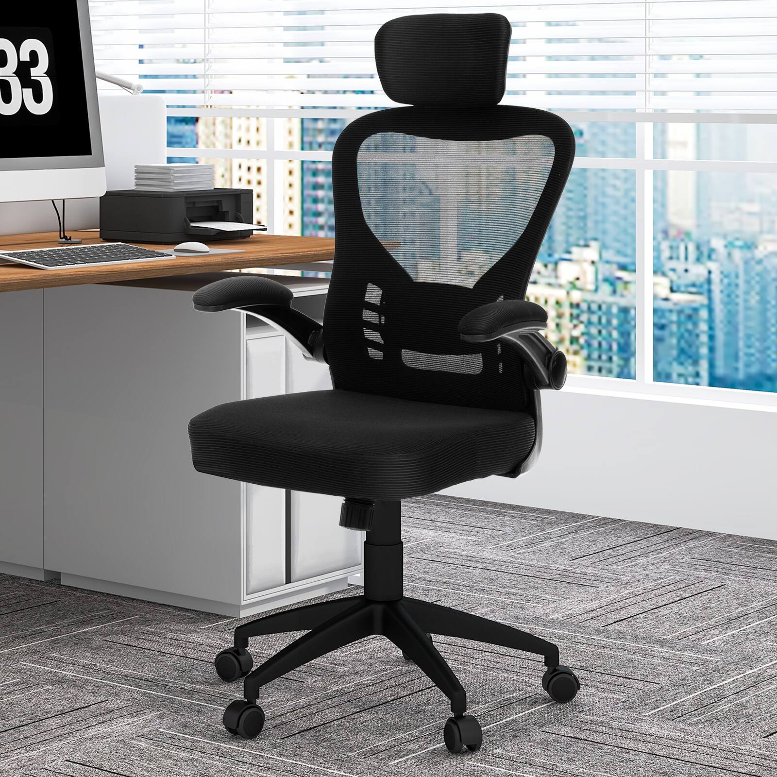 Alt View 1. Ecooso - Ergonomic Office Chair Mesh Chair with Adjustable Height for Home Office - Black.