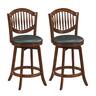 Costway - Swivel Bar Stools Set of 2, 25" Counter Height Barstools with Backrest & Wood Frame - Expresso,Black