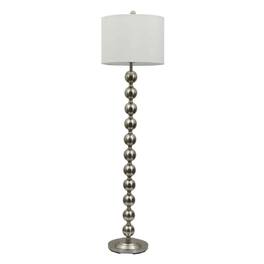 Hivvago - Contemporary 65-inch Tall Brushed Steel Floor Lamp with Drum Shade - White