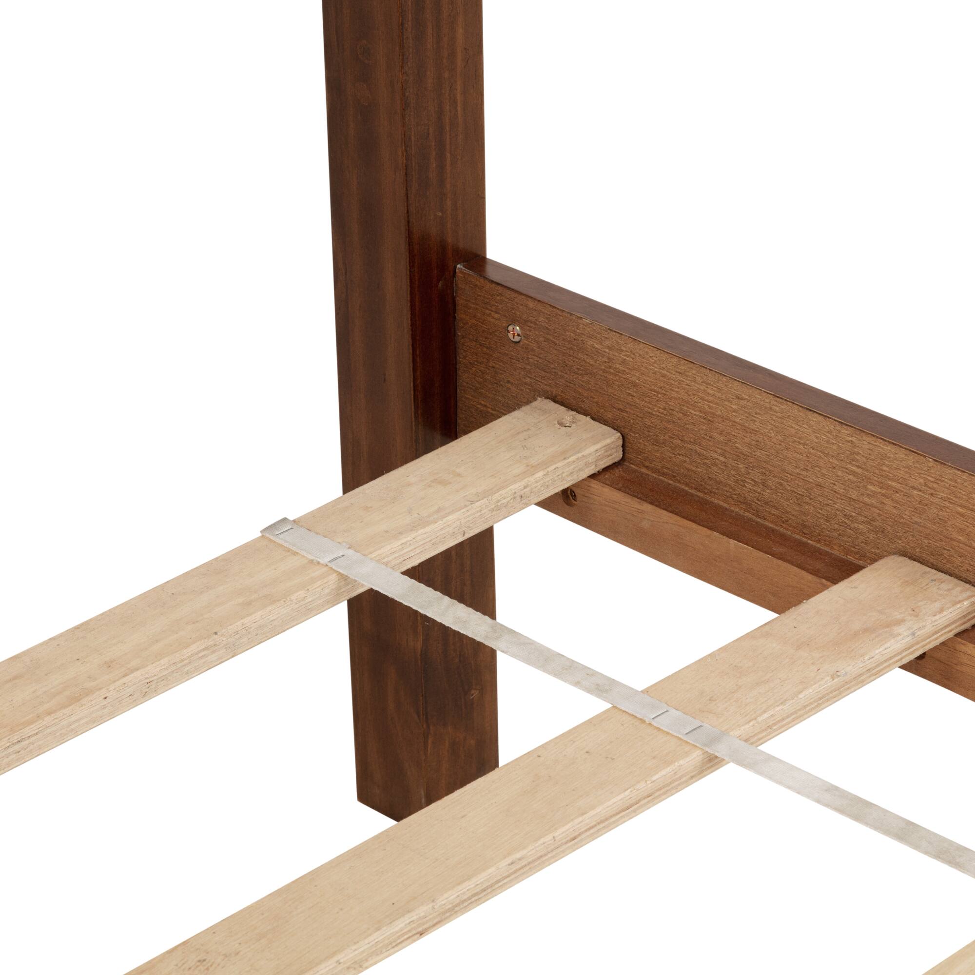 Alt View 6. GOODSILO - Queen Size Wooden Bed with Upholstered Headboard and Panel Footboard Featuring Platform Support Feet - Walnut.