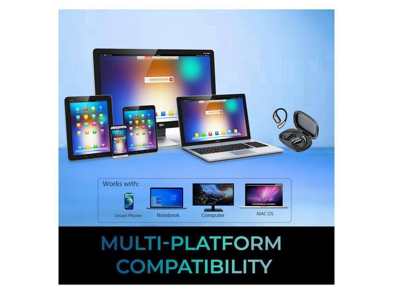 E 11:45 Works with: Smart Phone Notebook Computer AC os MULTI-PLATFORM COMPATIBILITY