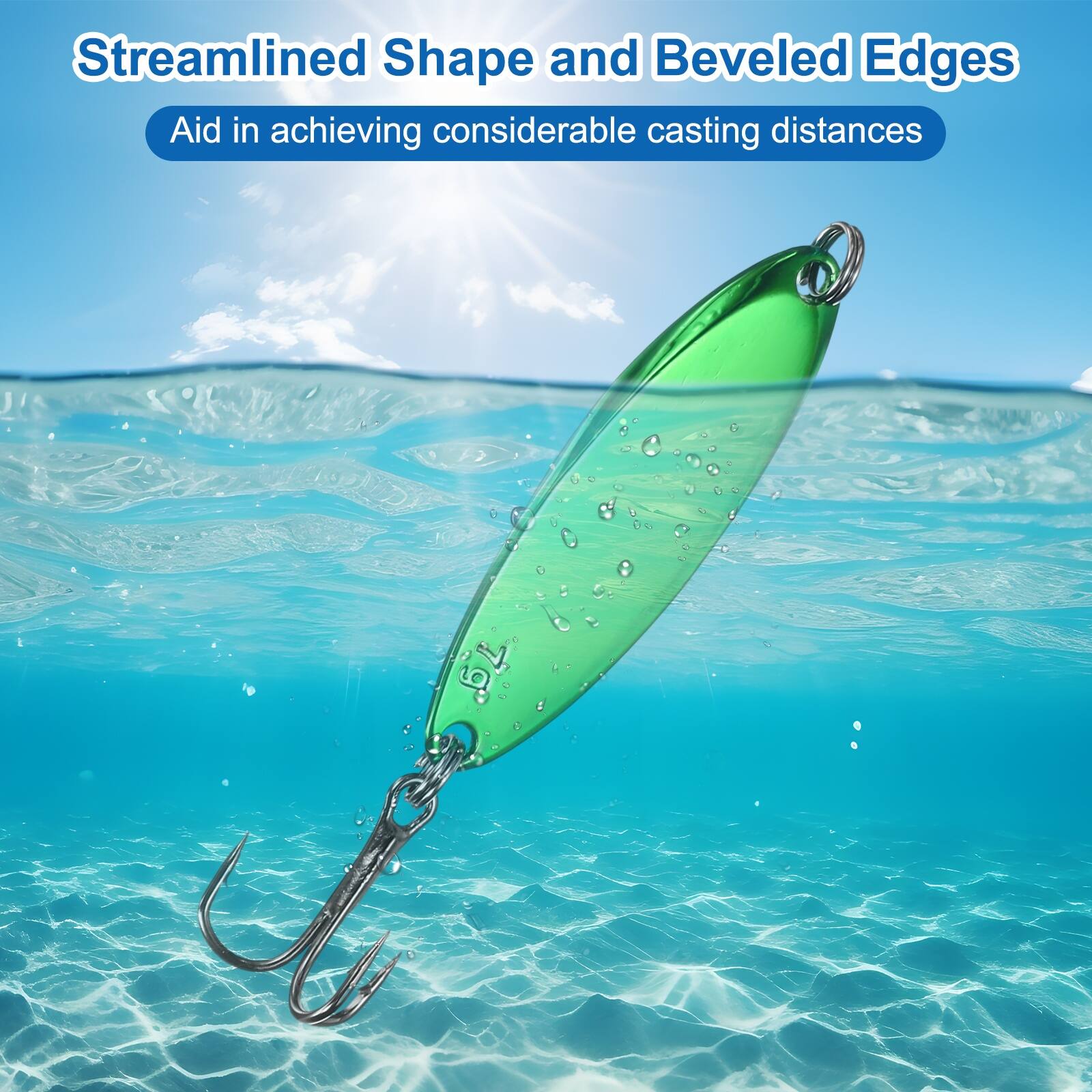Streamlined Shape and Beveled Edges Aid in achieving considerable casting distances
