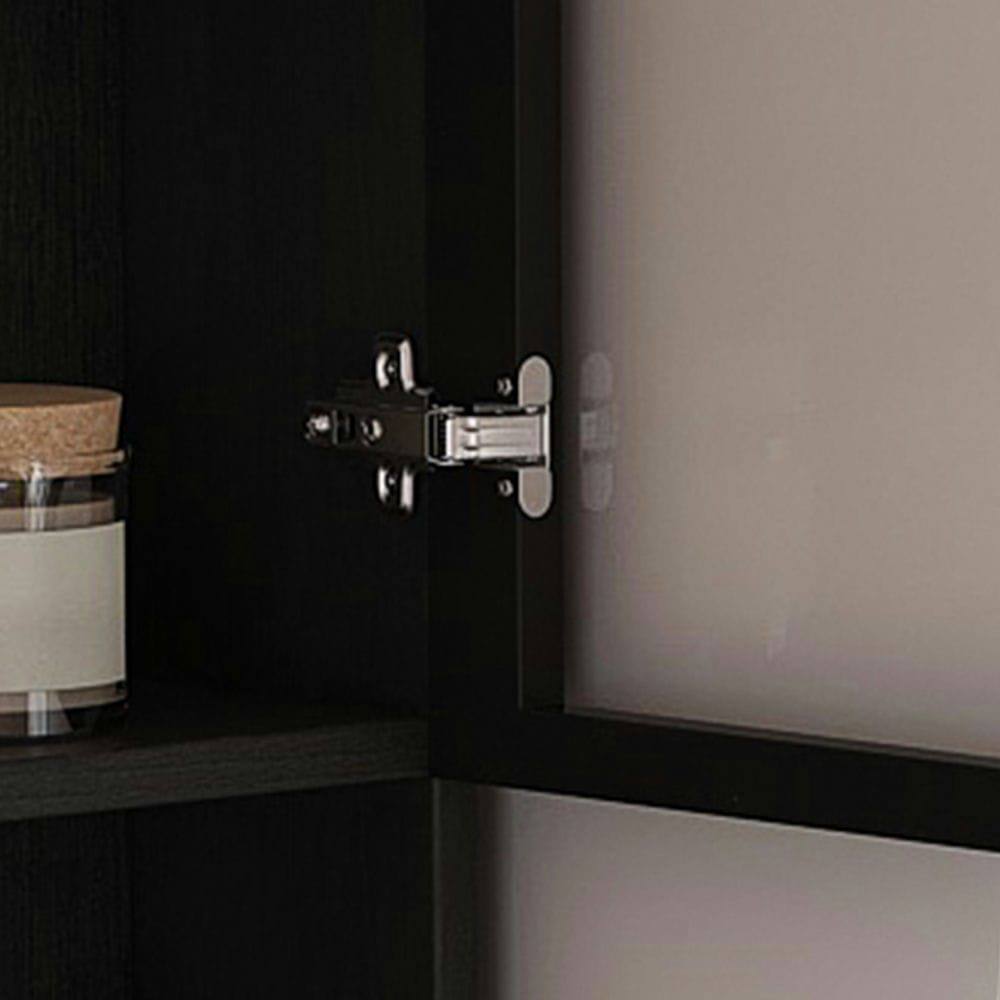 Left. Kadyn - L-Shaped Office Desk with Charging Station and LED Lighting - Black - Black.