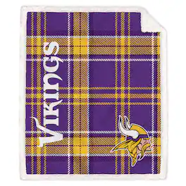 Pegasus - Minnesota Vikings 50" x 60" Playmaker Plaid Ultra Cozy Sherpa Throw - Multicolor