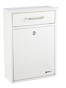 AdirOffice - Drop Box Large Steel Wall-Mounted Drop Box Mailbox with Key Lock - White