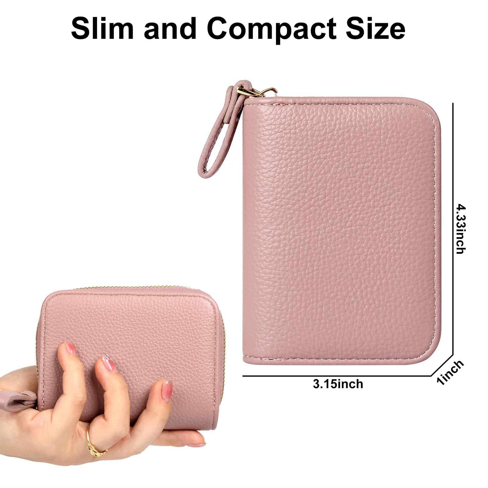 Alt View 1. Jadie Link - Credit Card Holder Rfid Case Wallet Small Accordion Zipper Organizer Women Men High-quality Leather Credit Card Holder - Stone Violet.