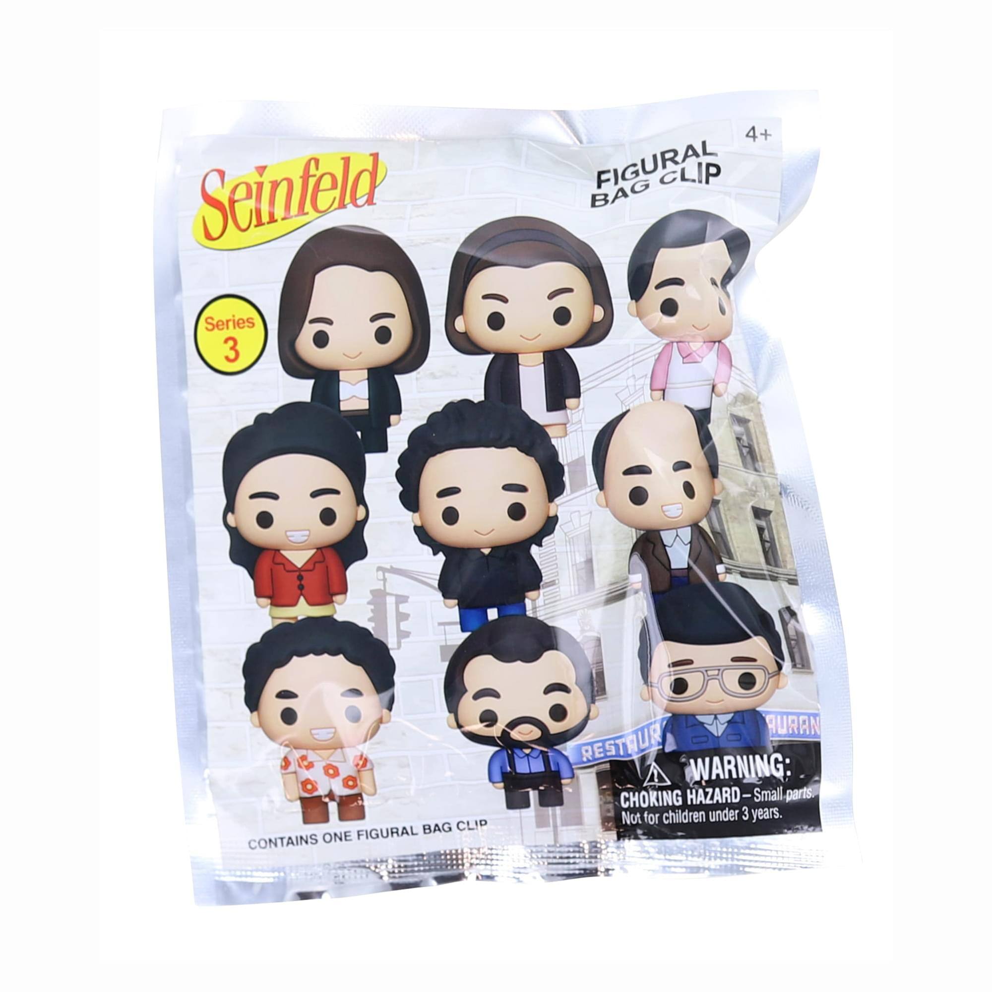 Seinfeld  
Series 3  

FIGURAL BAG CLIP  
4+  

CONTAINS ONE FIGURAL BAG CLIP  

WARNING: CHOKING HAZARD - Small parts. Not for children under 3 years.