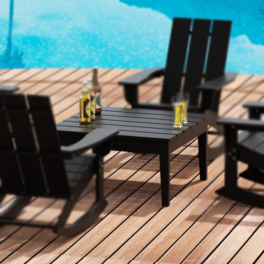 Angle. WestinTrends - WestinTrends Ashore Outdoor Patio Modern Adirondack Conversation Table - Black.