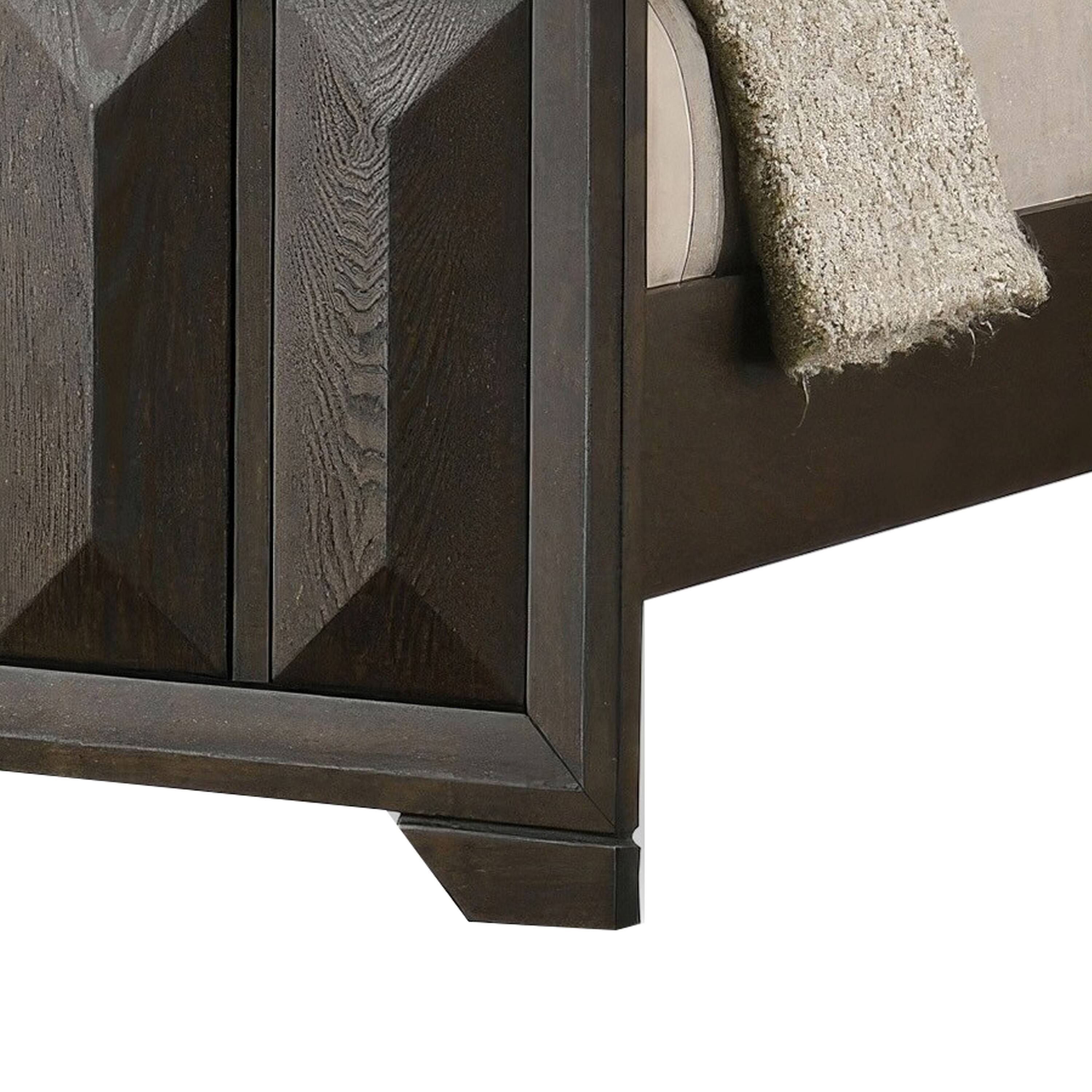 Alt View 3. Manhattan Lane - Fema Queen Bed, Vertical Facet Headboard and Footboard - Espresso Brown.