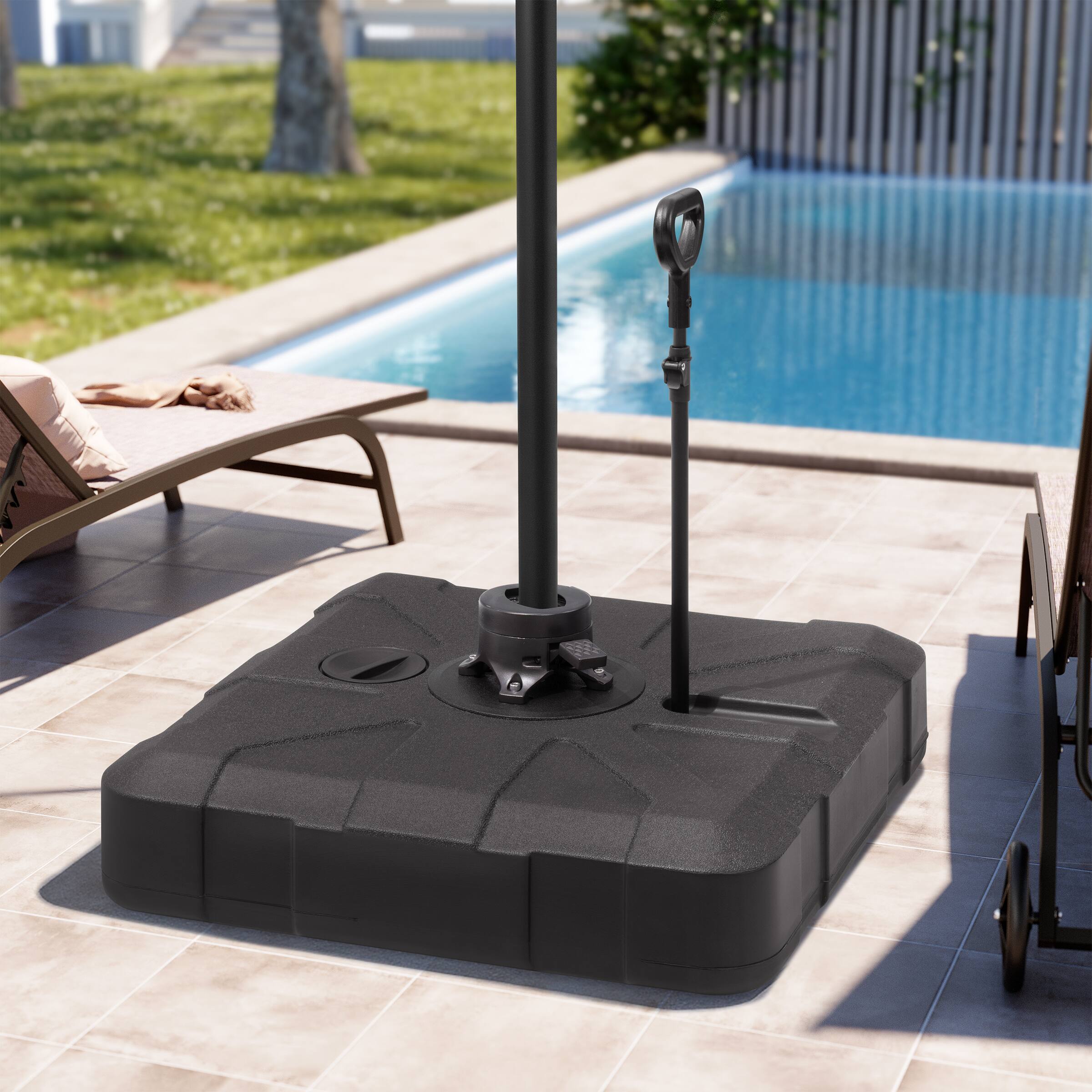 Angle. Crestlive Products - Crestlive Products Heavy Duty Fillable Patio Umbrella Base Stand with Wheels 33.5 x 33.5 inch - Black.