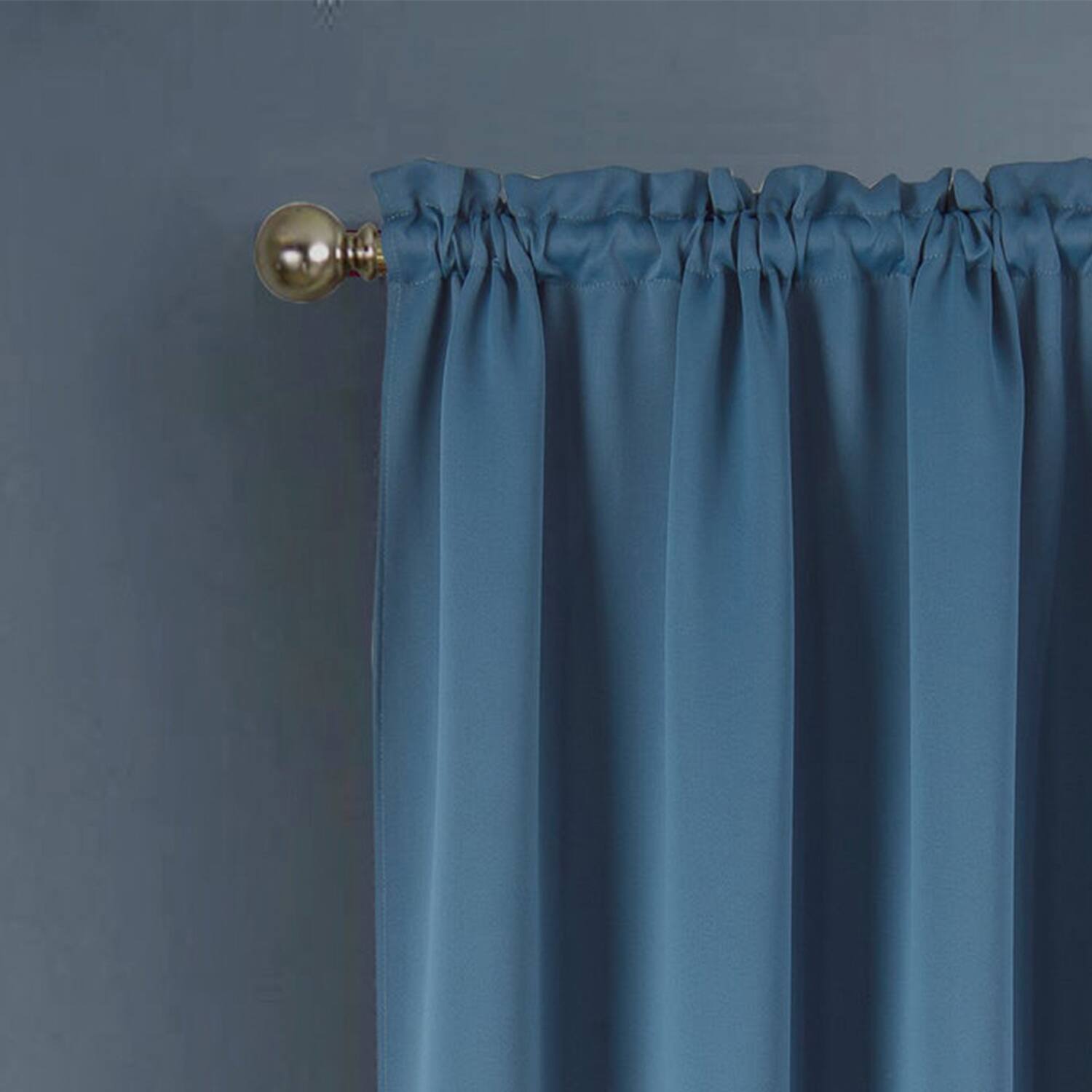 Left. RT Designers Collection - RT Designers Collection 100% Polyester Twilight Blackout Rod Pocket Curtain Panel 54" x 84" Blue - Blue.