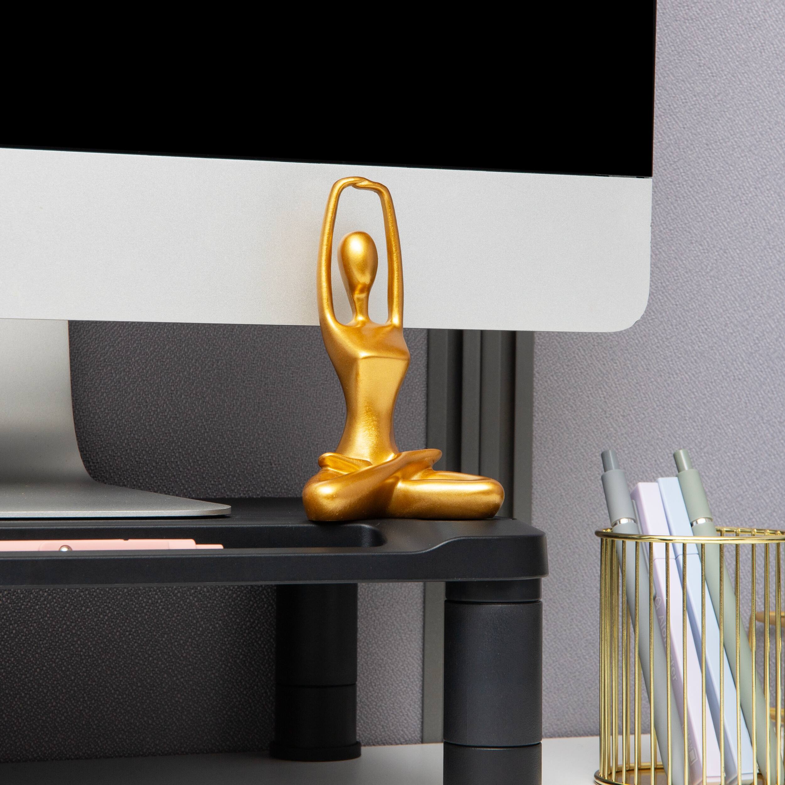 Alt View 5. Mind Reader - Yoga Figurine Set, Meditation Statues for Home, Office, Elegant Mindful Gift, Resin, Set of 3 - Gold.