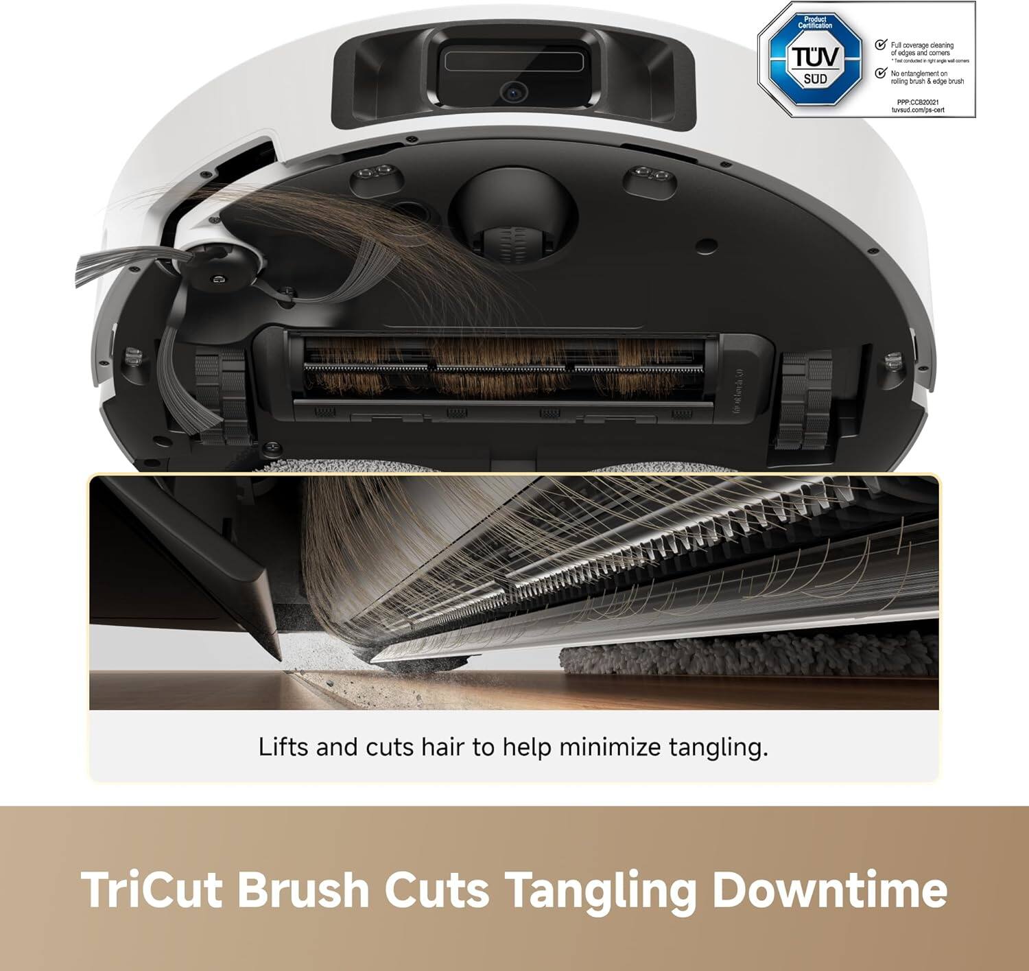 Poduc Cerofatiom TUV SUD. a goverage cearing d o and - - - . - entangletert - ruling Me epe srar PRE tweod.com/be.cen 5 i Lifts and cuts hair to help minimize tangling. TriCut Brush Cuts Tangling Downtime