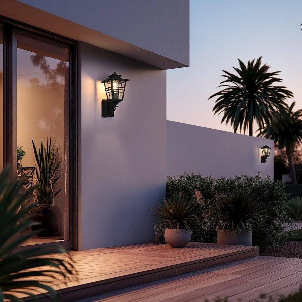 Alt View 4. Elegant Lighting - Macon 7 inch Outdoor Pendant in Black - Black.