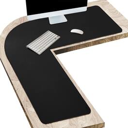 Fabibe - L Shaped Desk Mat Leather Pad Pu Corner For Computer Gaming Writing Home And Office 39.4"x 39.4"x13" Black - Black 43.3"x 43.3"x 15.8"