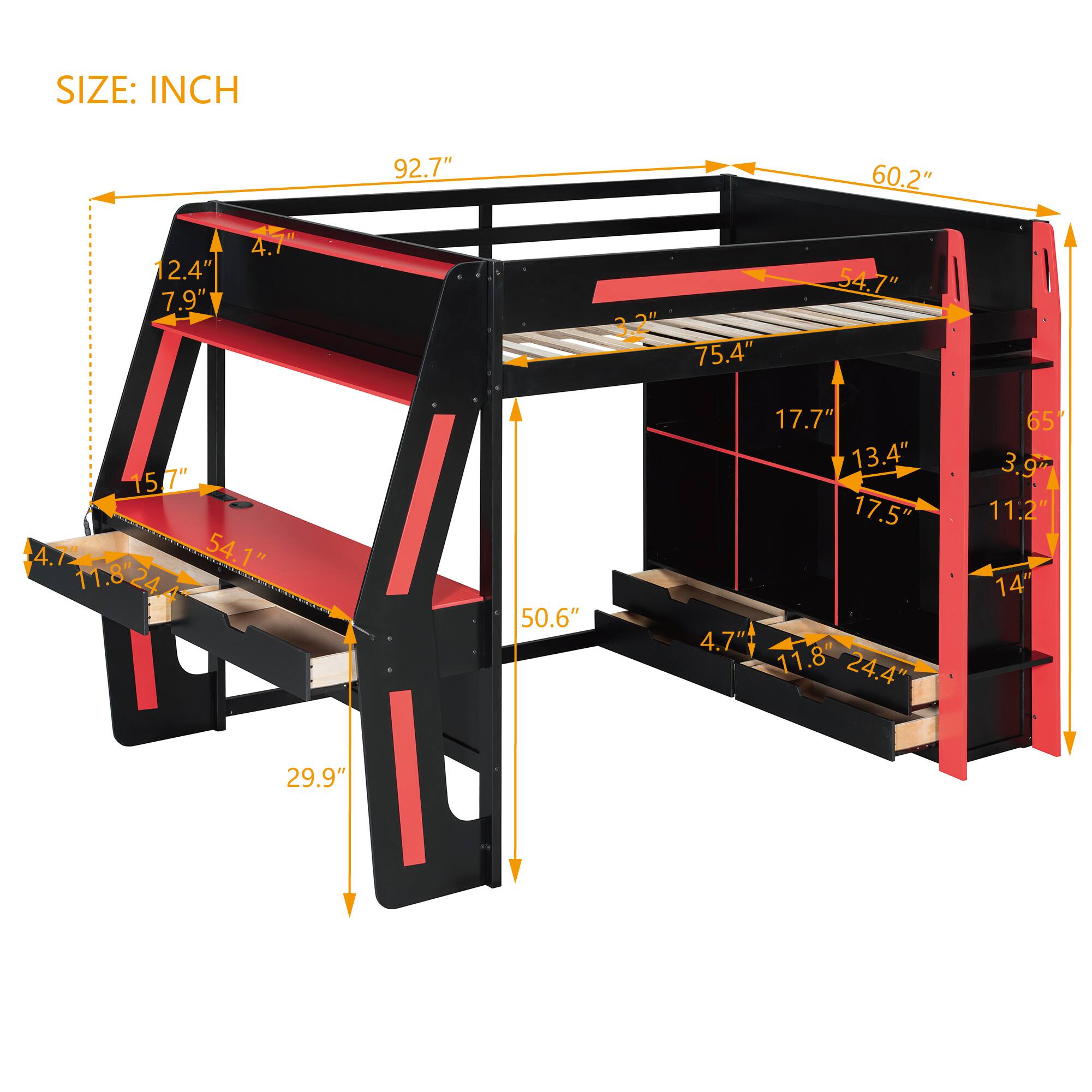 SIZE: INCH

- 92.7"
- 60.2"
- 12.4"
- 7.9"
- 4.7"
- 3.2"
- 75.4"
- 54.7"
- 15.7"
- 4.7"
- 54.1"
- 1"
- 11.8244"
- 11.8"
- 24"
- 50.6"
- 17.7"
- 13.4"
- 17.5"
- 4.7"
- 11.8"
- 24.4"
- 65"
- 3.9m
- 11.2"
- 14"
- 29.9"