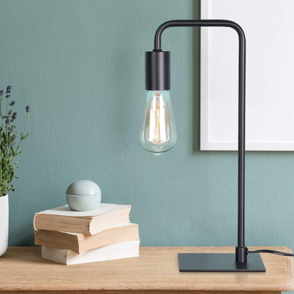Alt View 2. Oumilen - Black Industrial Metal Desk Lamps, 16.1in Tall, E26 Socket, Bedside Table Lamps (Bulbs Not Included).
