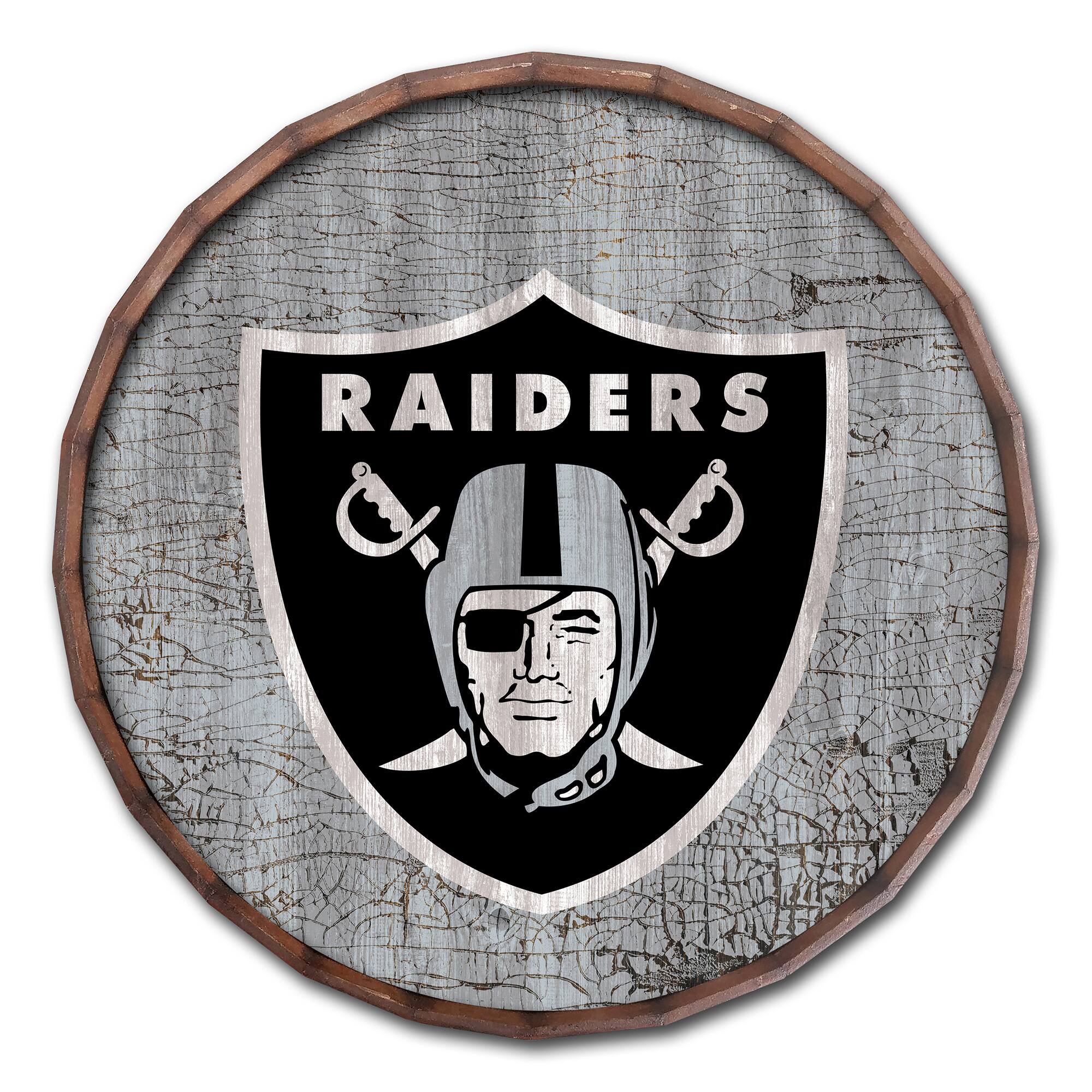 Las Vegas Raiders 24" Cracked Color Barrel Top Sign
