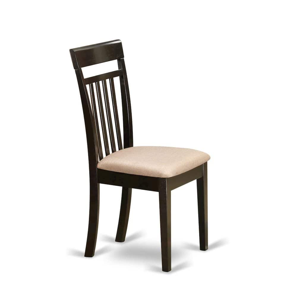 East West Furniture - Capri slat back Chair for dining room with Fabric Seat - Brown