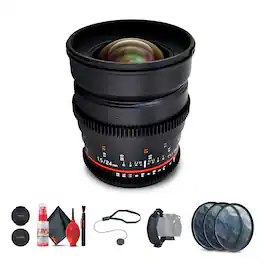 Rokinon - 24mm T1.5 Cine ED AS IF UMC Lens for Nikon F Mount Bundle - Black