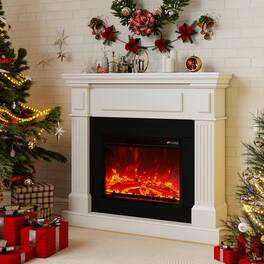 Fehokinch - 45" Electric Fireplace Mantel with Realistic 3D Flames, Remote Control & 1500W Heater - White