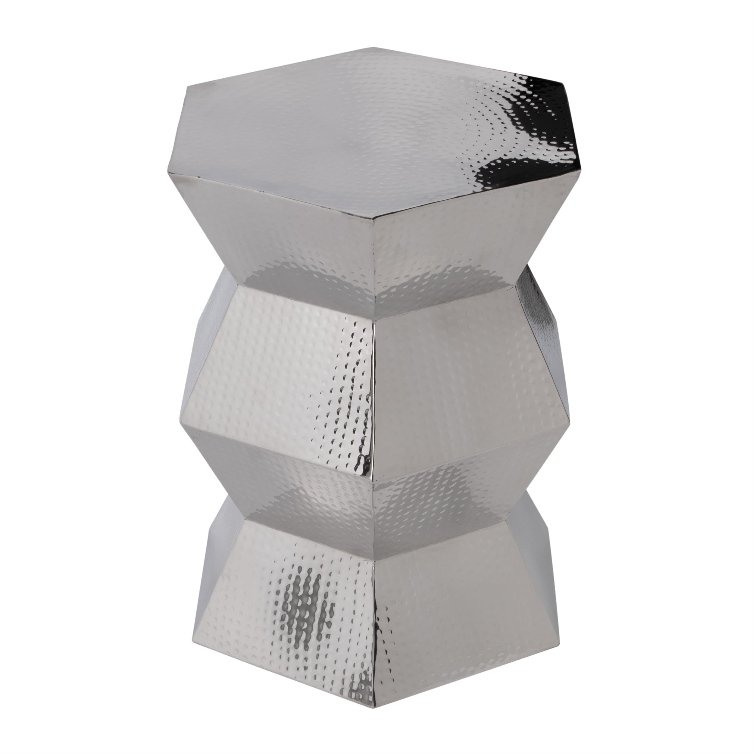Angle. Butler Specialty - Renzo 16 in. W Stainless Steel Modern End Table - Silver.