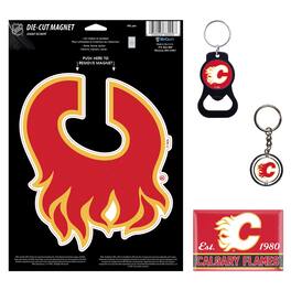 WinCraft - Calgary Flames 4-Pack Key Rings and Magnets Set - Multicolor