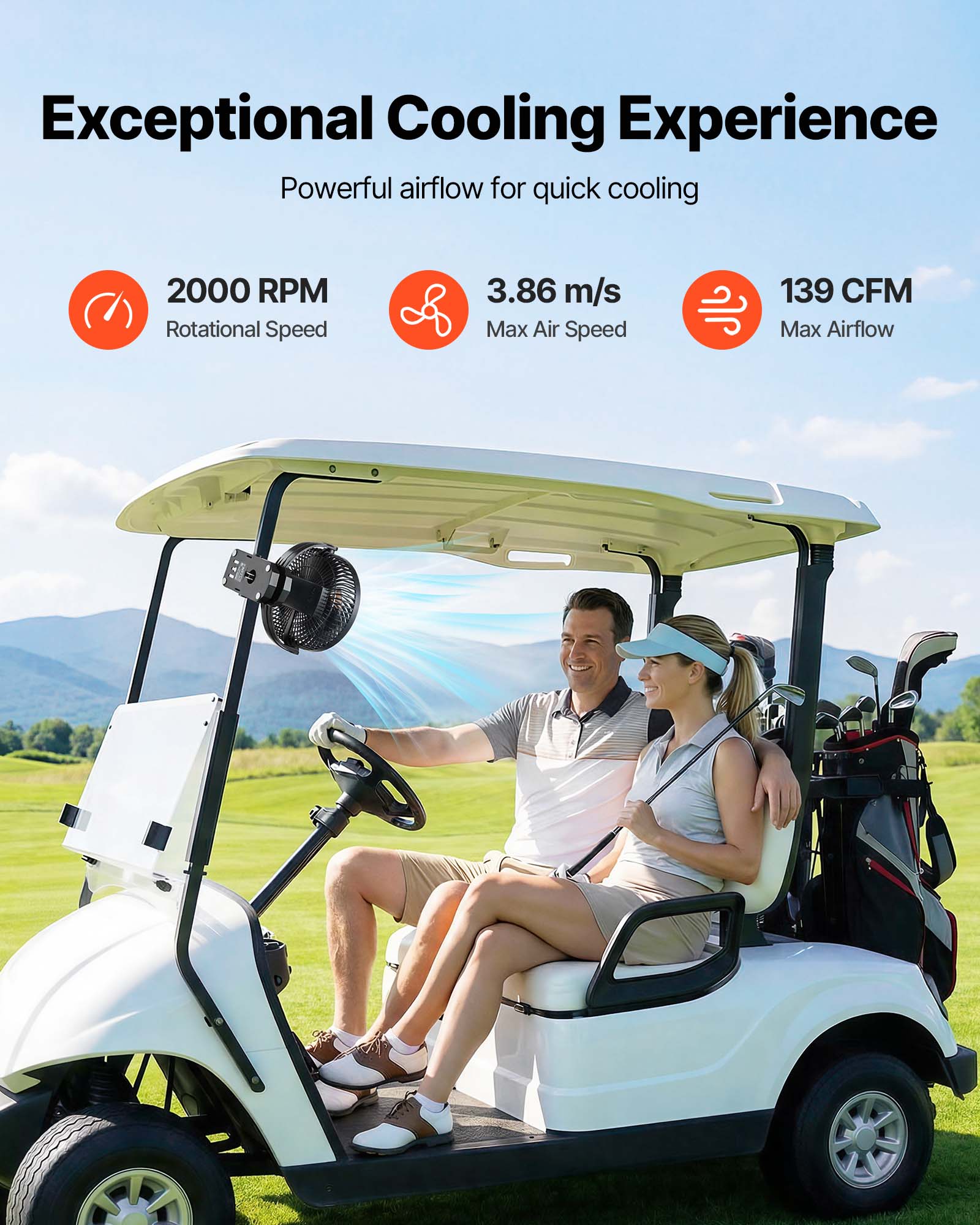 Exceptional Cooling Experience  
Powerful airflow for quick cooling  
2000 RPM Rotational Speed  
3.86 m/s Max Air Speed  
139 CFM Max Airflow