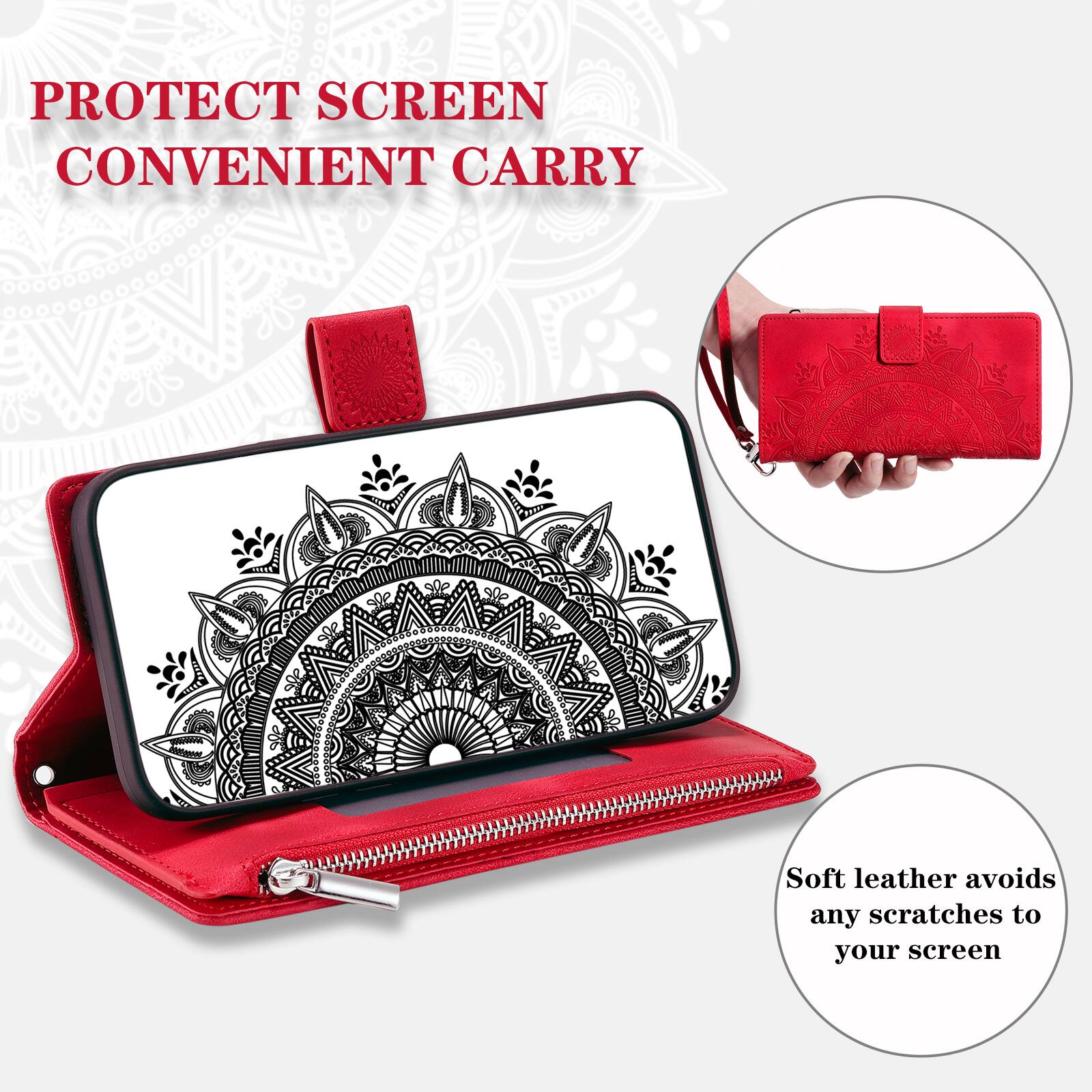 PROTECT SCREEN  
CONVENIENT CARRY  

Soft leather avoids any scratches to your screen