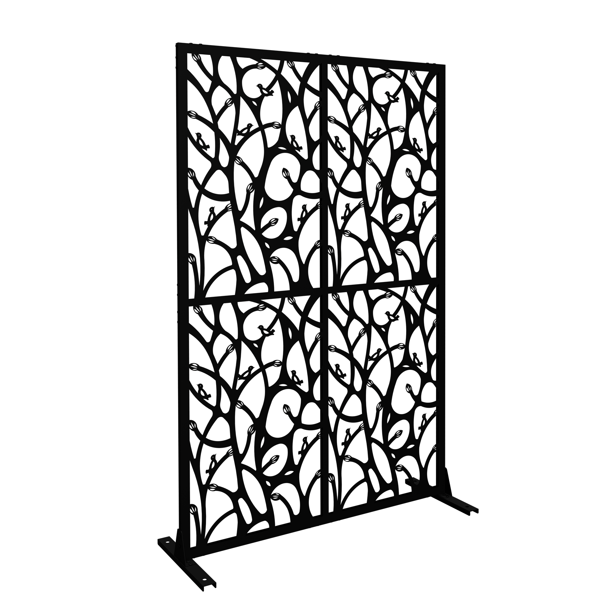 Alt View 4. Loheer - 3.8 ft x 6 ft Metal Privacy Screen Freestanding Room Divider - Black.