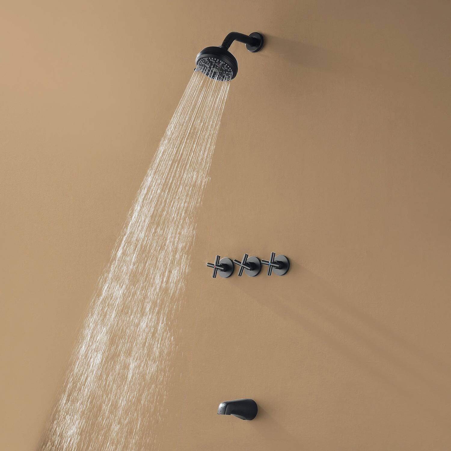 Alt View 2. Boyel Living - Matte Black Shower Set with Seven Function Dual Shower Heads and cUPC Pressure Balance Valve - Matte Black.