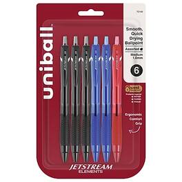 uni-ball - Jetsream Elements Ballpoint Pens, Medium Point, 1.0mm, 6/Pack - Assorted Ink