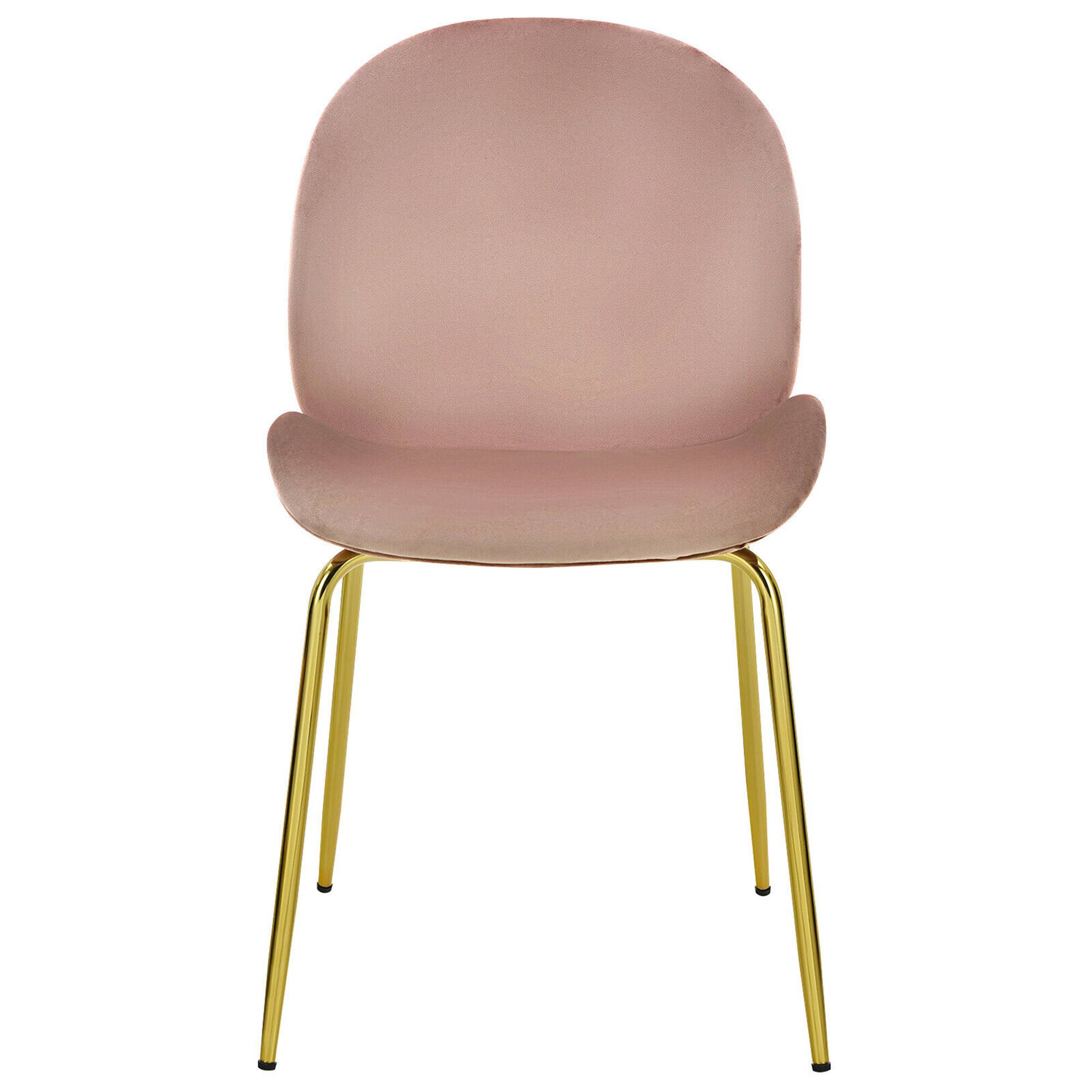 Alt View 8. Gymax - Gymax 4PCS Velvet Dining Chair Accent Leisure Chair Armless Side Chair Pink - Pink.