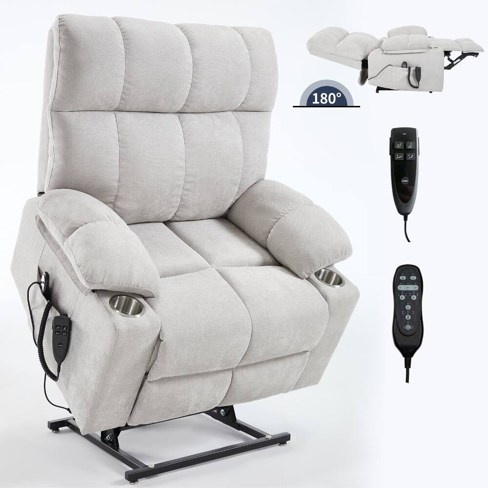 Alt View 1. Ropilly - Ropilly Beige Dual Motor Power Lift Recliner, Oversized Lift Chair 350 LBS Capacity with Massage and Lumbar Heating - Beige.