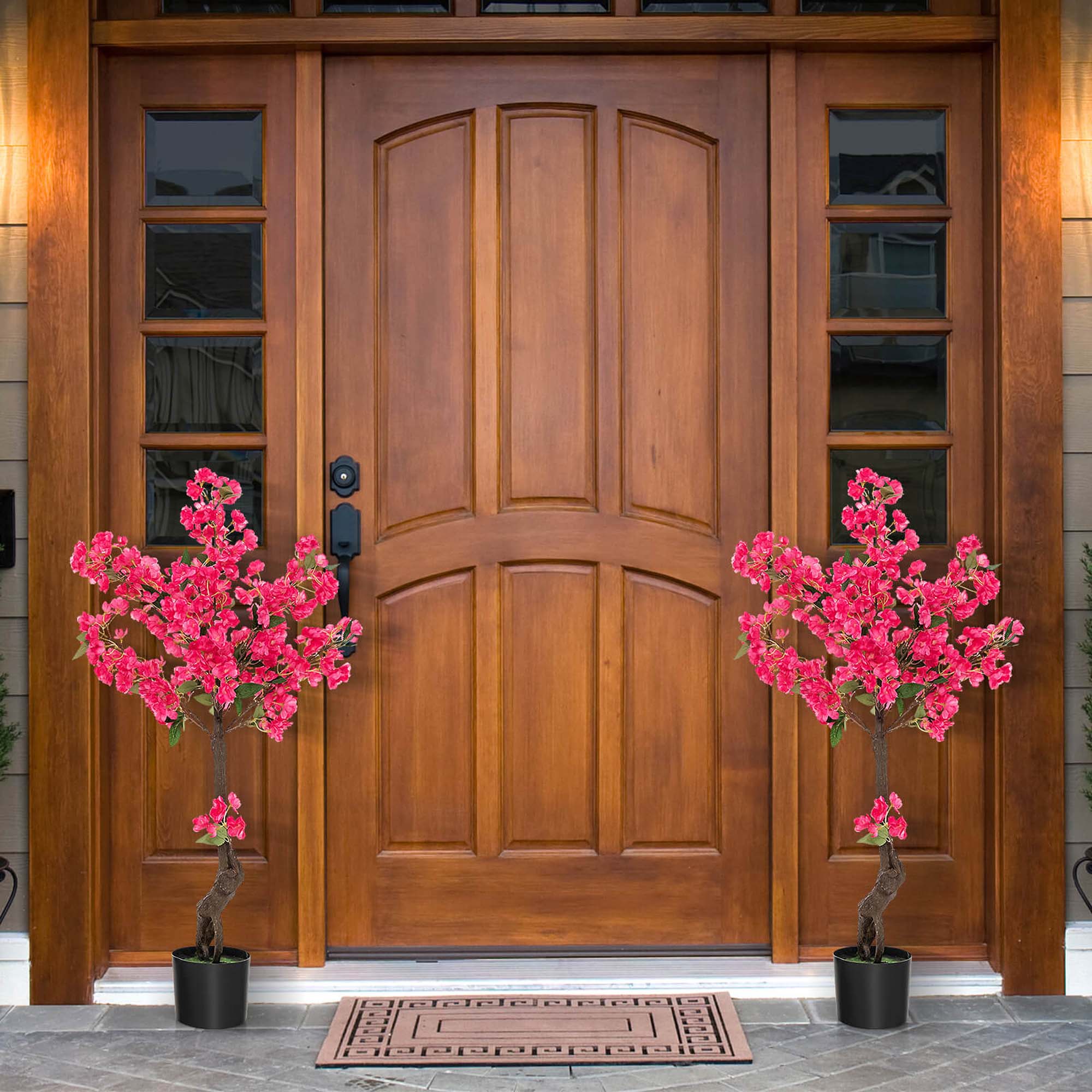 Alt View 3. Costway - Costway 2 Pack 42" Artificial Plum Blossom Tree with 92 Flowers & Realistic Trunk Indoor - Red.