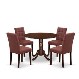 East West Furniture - 5 Piece Dinner Table Set consists A Dining Table - Red