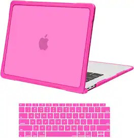 mosiso - Case for MacBook Air 13 inch Case M1 A2337 A2179 A1932 2021-2018, Crack Resistant Cover with TPU Bumper & Keyboard Cover - Rose Red