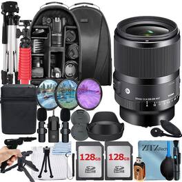 Sigma - 35mm f/1.4 DG DN Art Lens for Sony E Mount Bundle with 2x 128GB Card + Case + ZeeTech Bundle - Black
