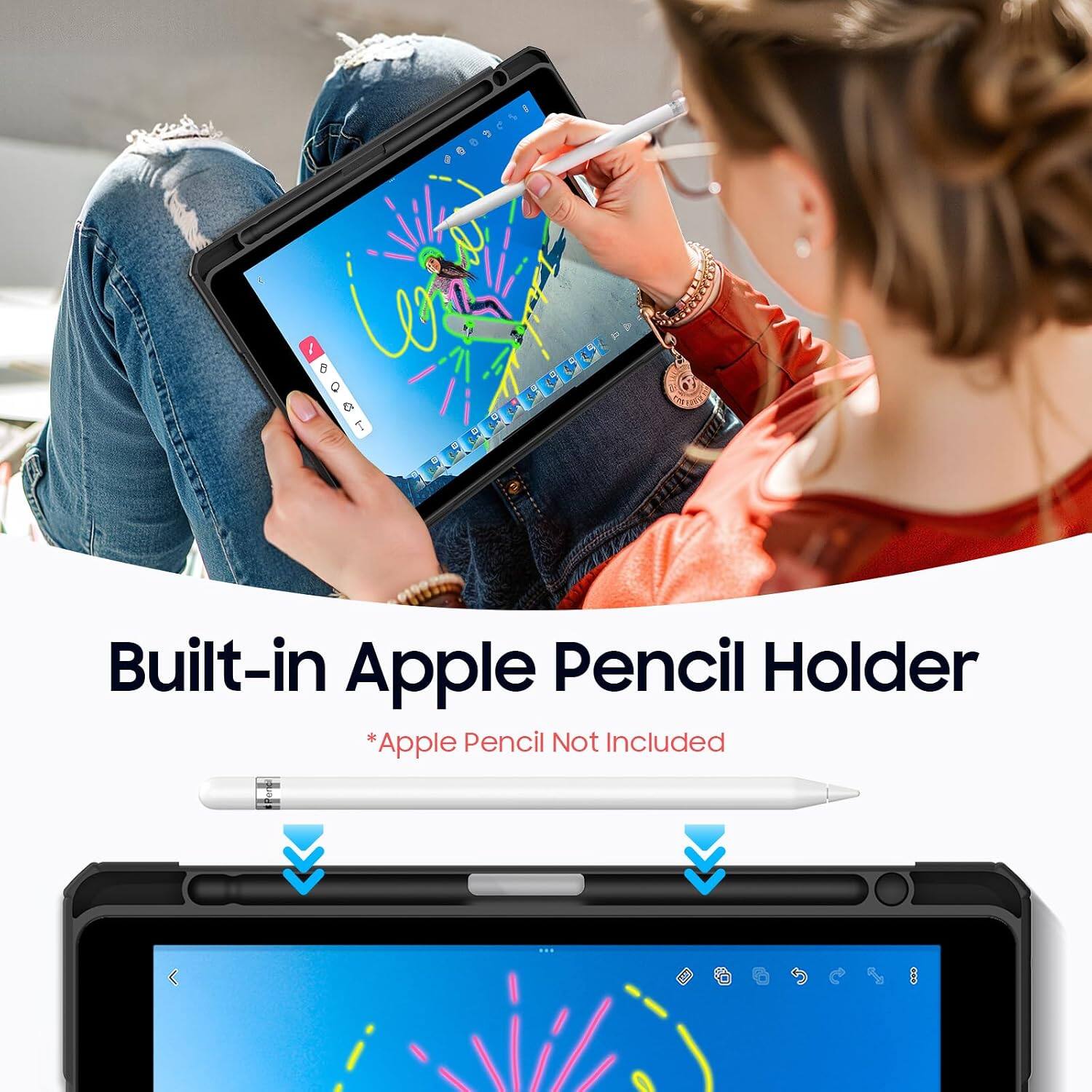 Built-in Apple Pencil Holder *Apple Pencil Not Included